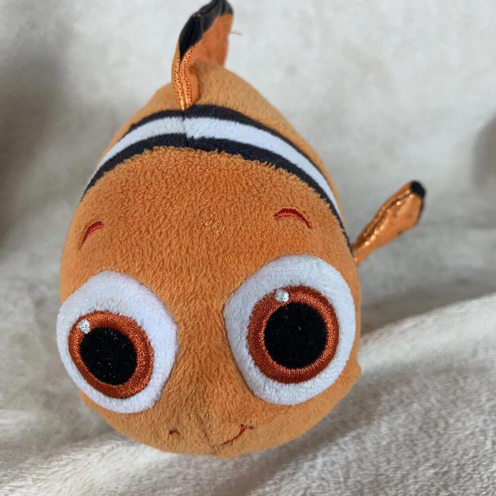 Ty Disney Beanie Babies Finding Dory Nemo Sparkle Plush Pixar Clown Fish 8"